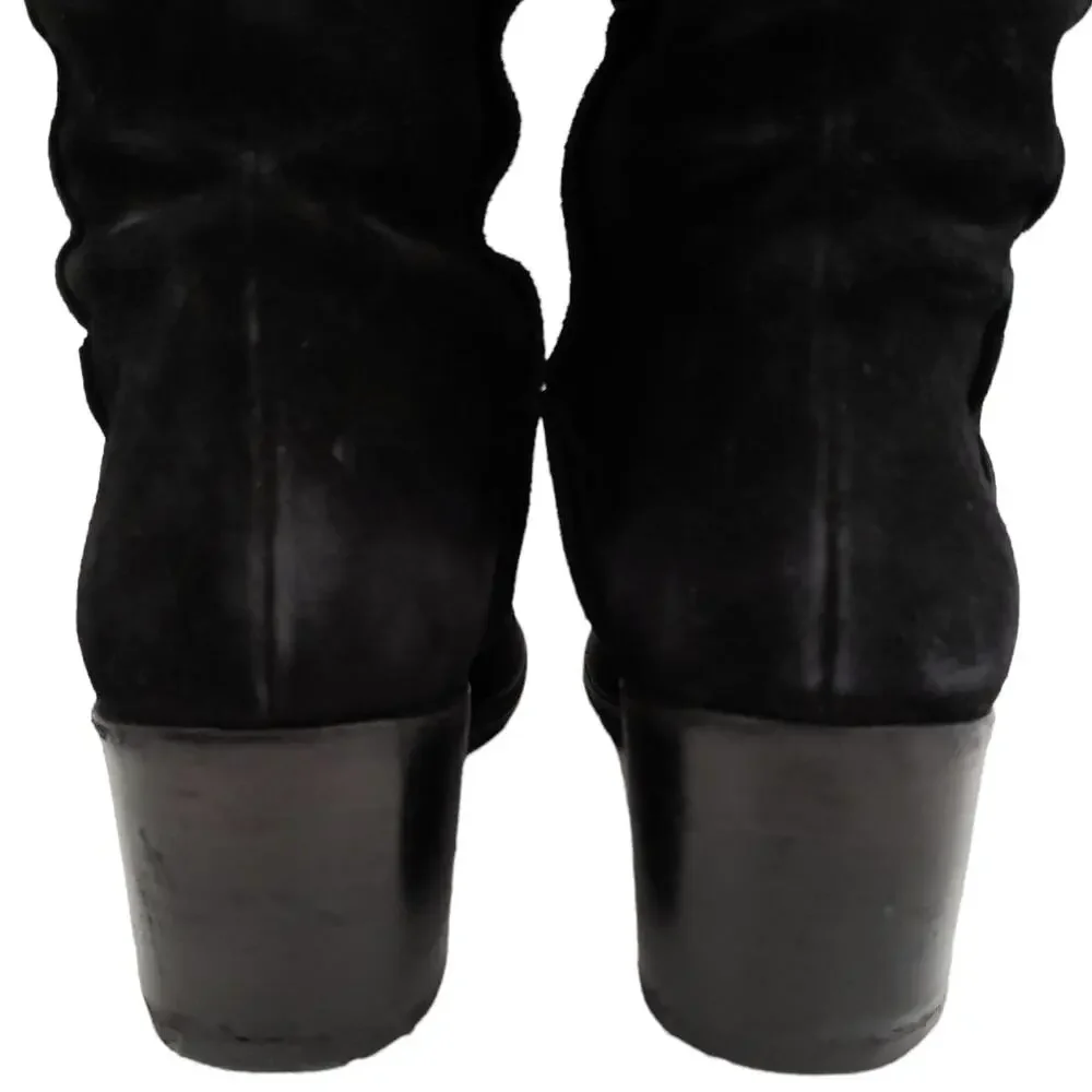 RAG & BONE Ashby suede leather black casual over the knee block heel boots 37 7